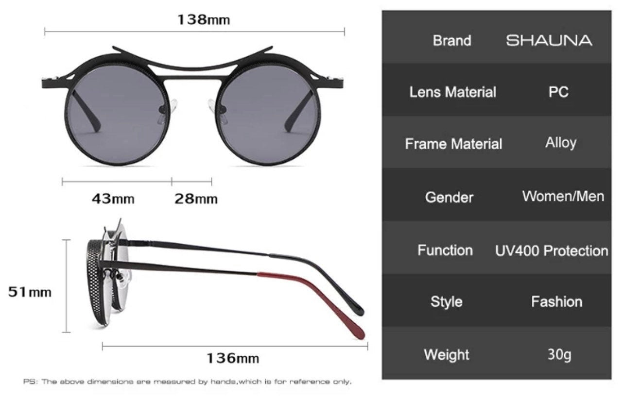 Retro Round Hollow Steampunk Sunglasses |Women Men| Fashion Gradient Mirror Shades UV400 |Punk Sun Glasses