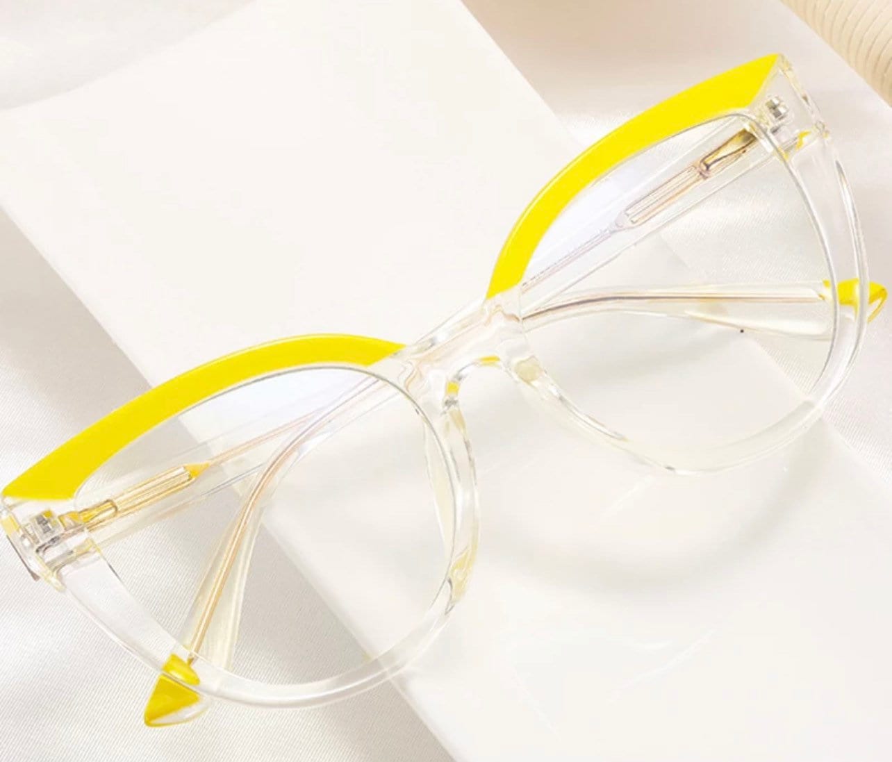 Fashion Cat Eye Spring Hinge|Women Men |Double Color |Glasses Frame Retro Anti-blue Light| Eyewear Optical Blue Green Frame