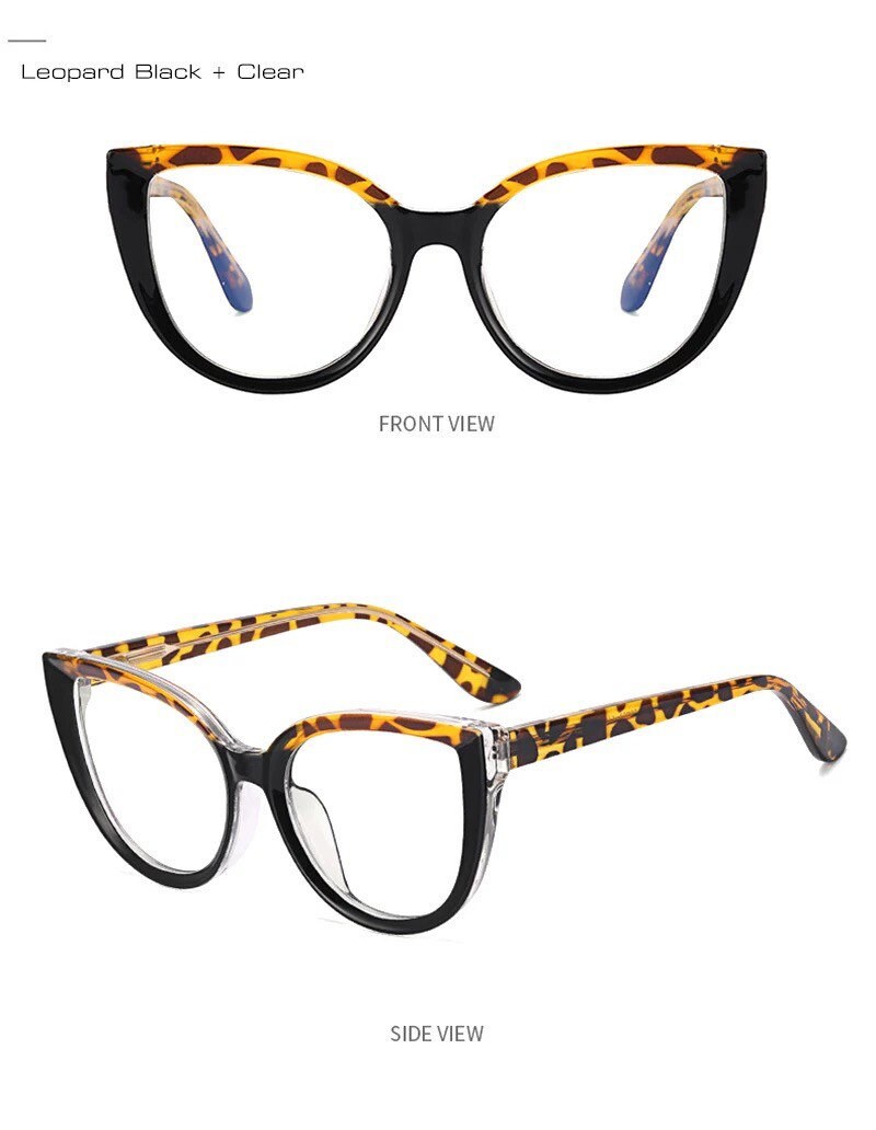 Fashion Cat Eye Spring Hinge|Women Men |Double Color |Glasses Frame Retro Anti-blue Light| Eyewear Optical Blue Green Frame