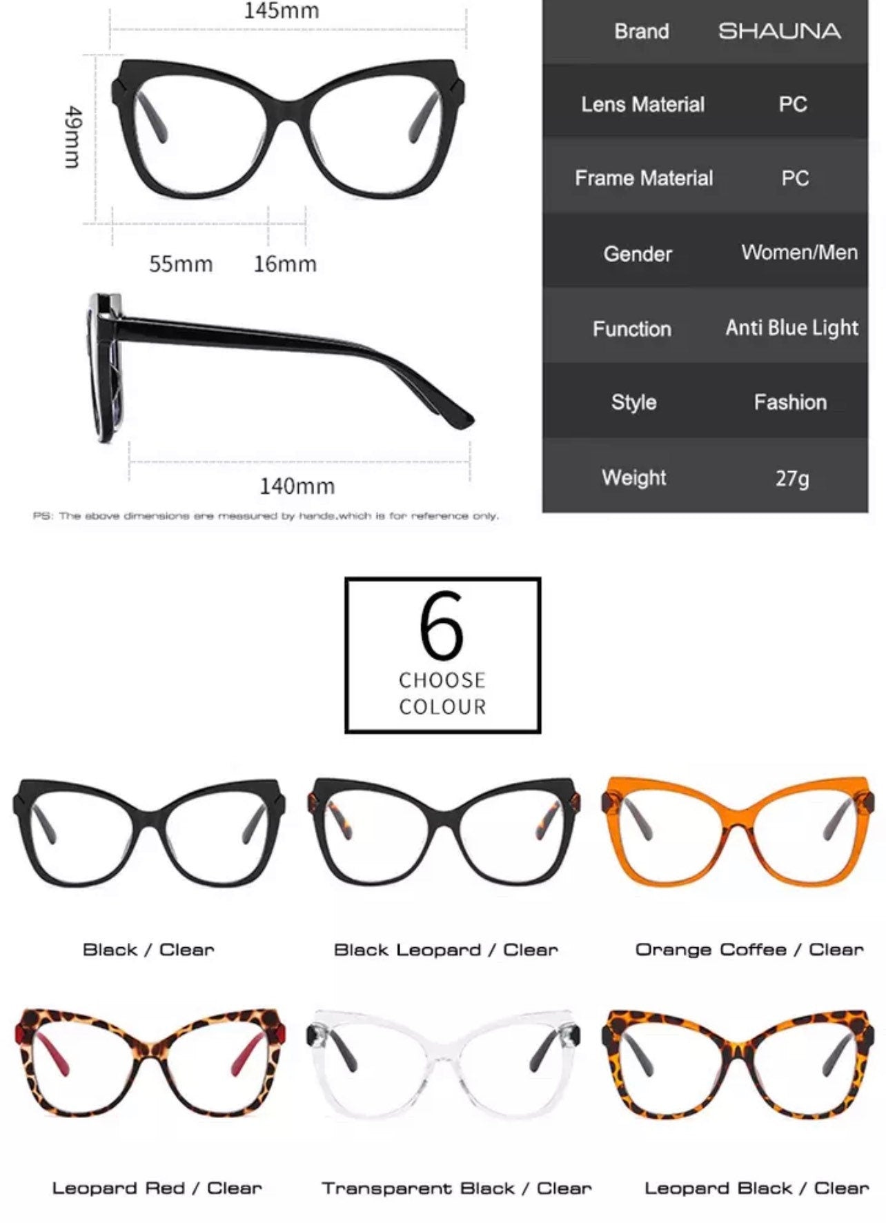 Fashion TR90 Cat Eye |Women Men| Double Color Glasses Frame |Retro Spring Hinge Clear |Anti-Blue Light Eyewear |Optical Frame