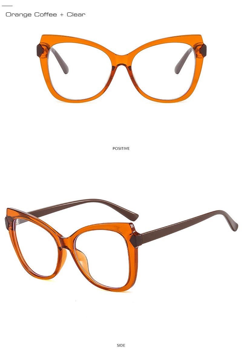 Fashion TR90 Cat Eye |Women Men| Double Color Glasses Frame |Retro Spring Hinge Clear |Anti-Blue Light Eyewear |Optical Frame