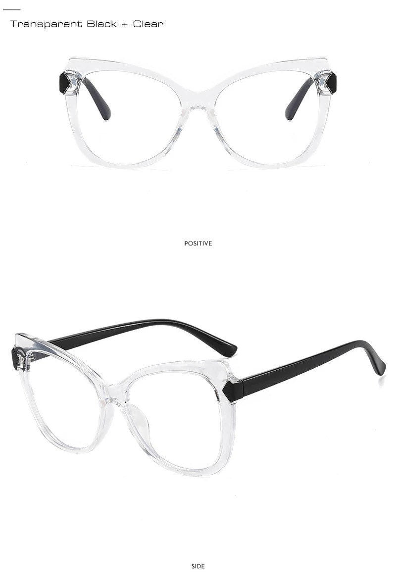 Fashion TR90 Cat Eye |Women Men| Double Color Glasses Frame |Retro Spring Hinge Clear |Anti-Blue Light Eyewear |Optical Frame