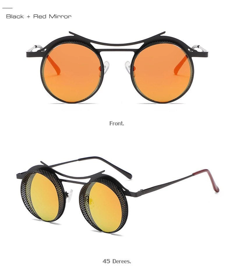 Retro Round Hollow Steampunk Sunglasses |Women Men| Fashion Gradient Mirror Shades UV400 |Punk Sun Glasses