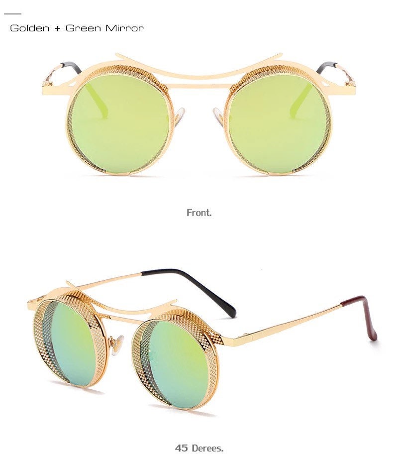 Retro Round Hollow Steampunk Sunglasses |Women Men| Fashion Gradient Mirror Shades UV400 |Punk Sun Glasses