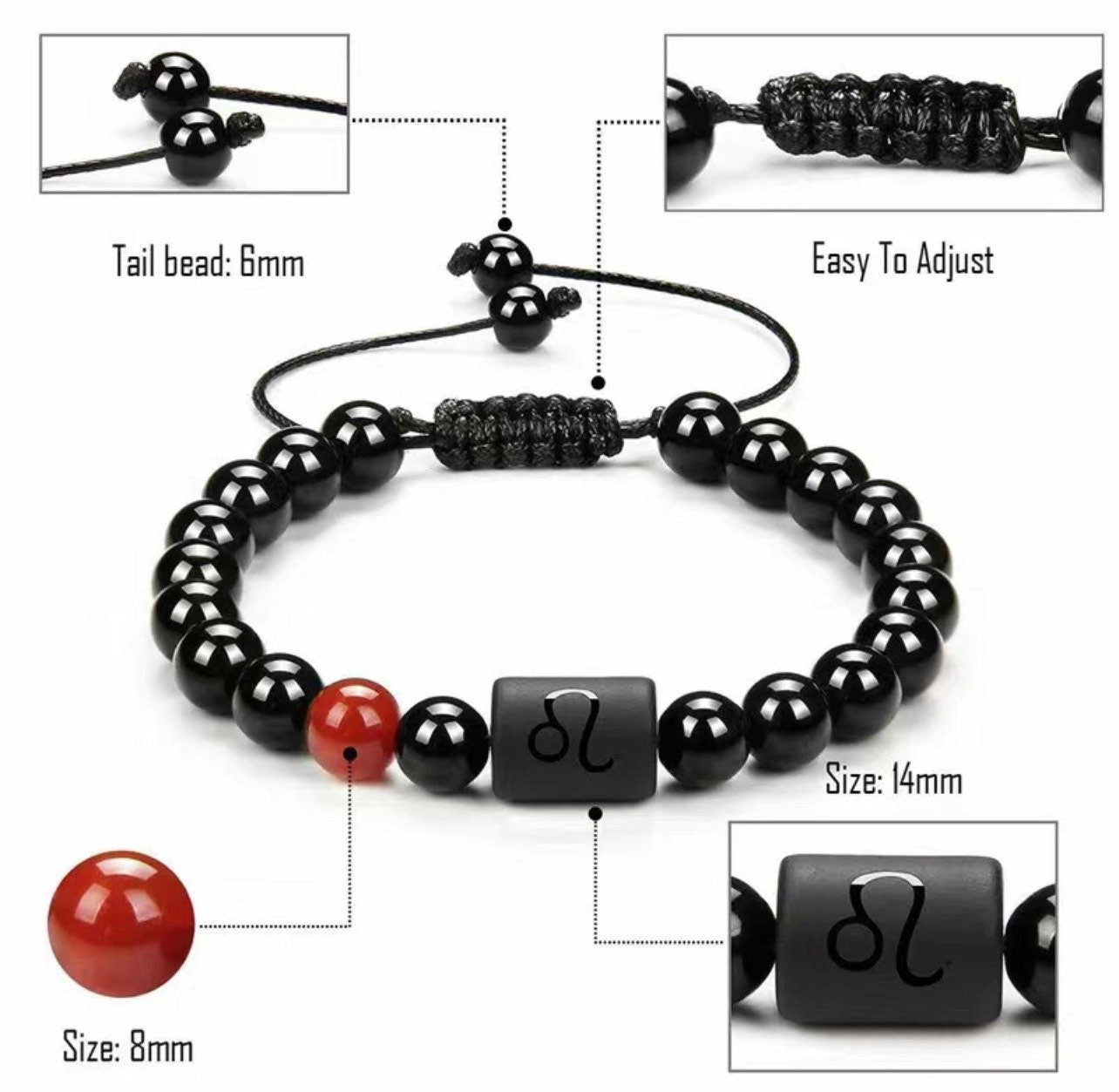12 Constellation Couple Bracelet |Black Stone Bracelets |For Women Men|Braided Bracelet |Natural Stone |Reiki Beads Charm Jewelry