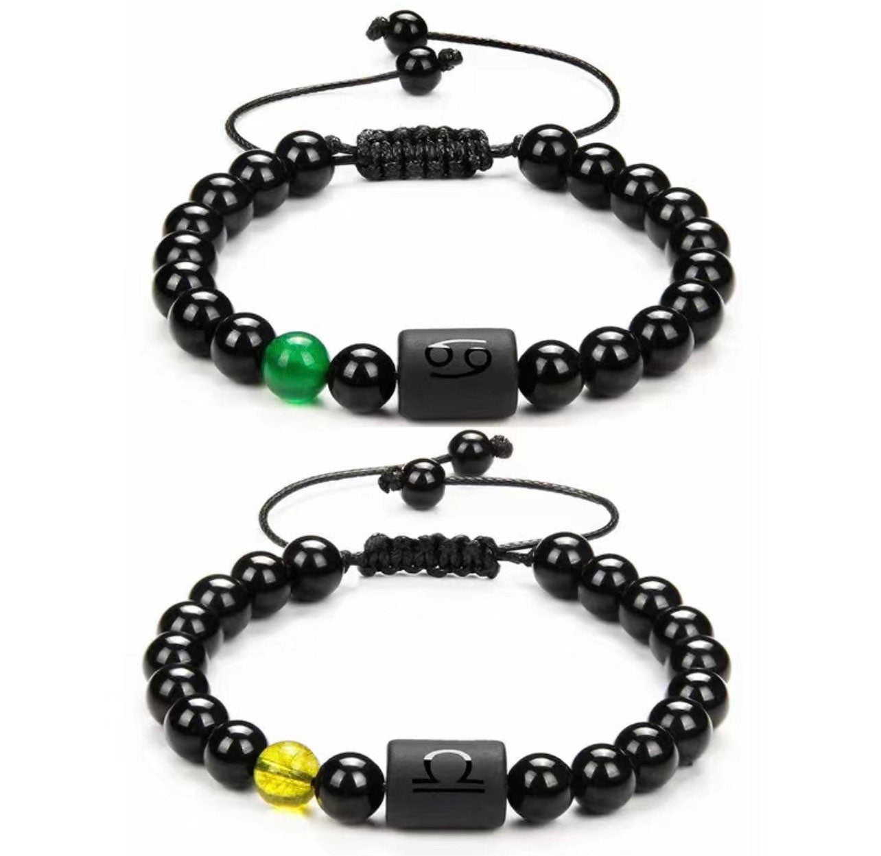 12 Constellation Couple Bracelet |Black Stone Bracelets |For Women Men|Braided Bracelet |Natural Stone |Reiki Beads Charm Jewelry