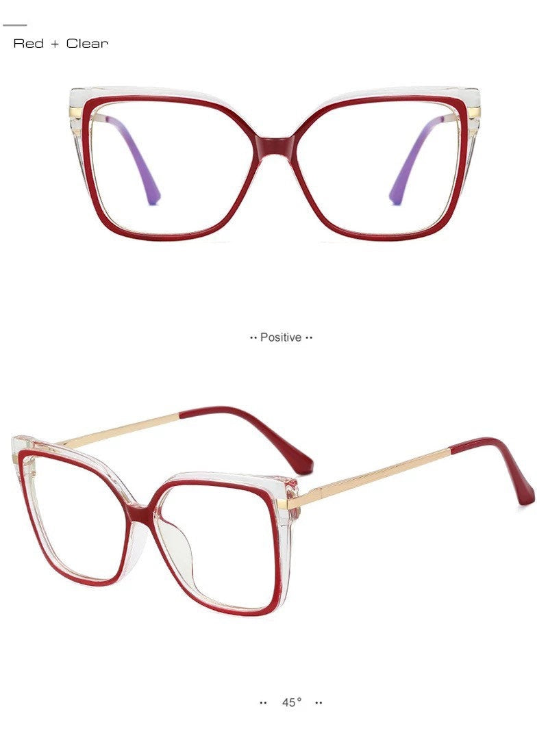New Fashion Luxury Retro TR90 Square |Women men|Glasses Frame Double Colors |Fashion Clear Anti-blue Light Optical Eyeglasses