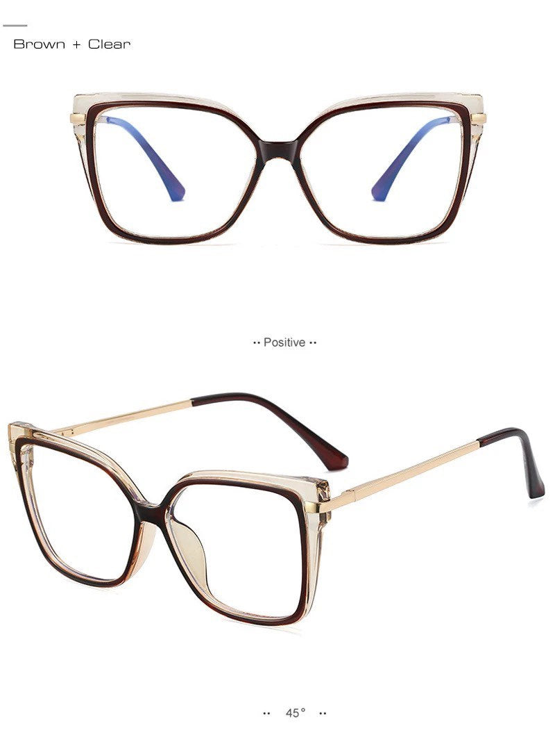New Fashion Luxury Retro TR90 Square |Women men|Glasses Frame Double Colors |Fashion Clear Anti-blue Light Optical Eyeglasses