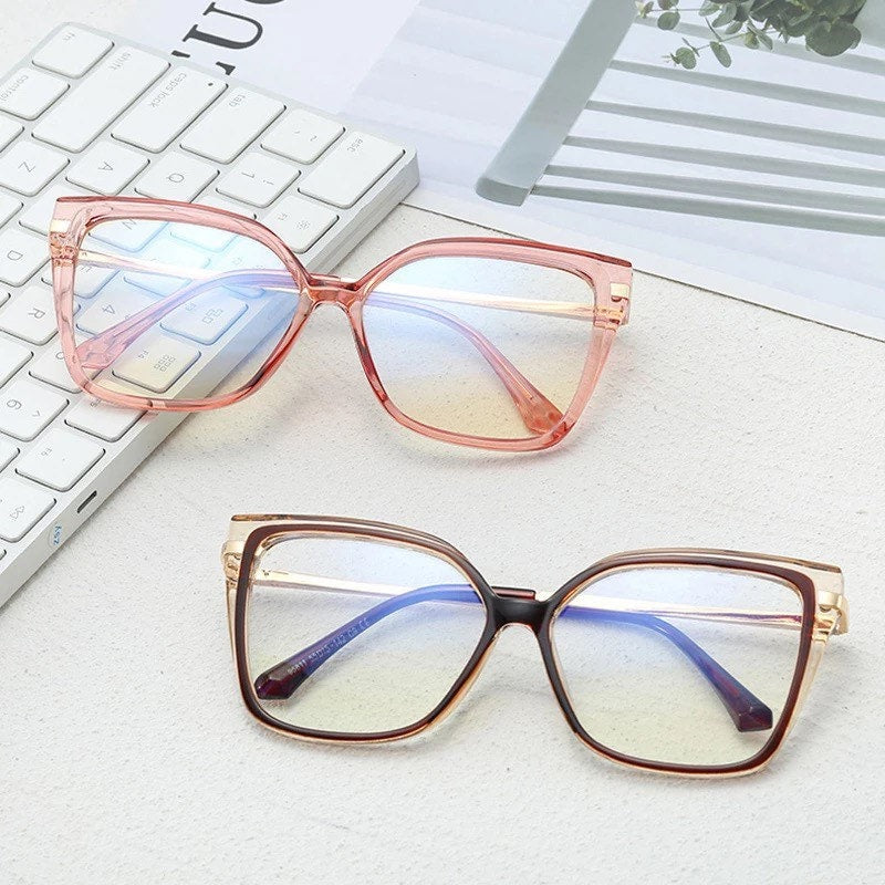 New Fashion Luxury Retro TR90 Square |Women men|Glasses Frame Double Colors |Fashion Clear Anti-blue Light Optical Eyeglasses