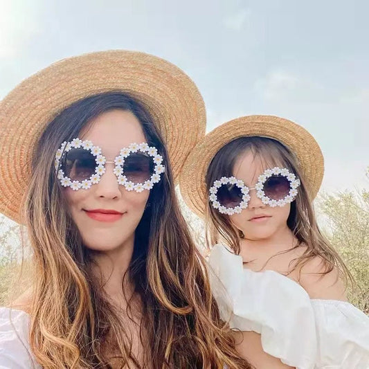 Parent-child Round Flower Sunglasses |2022 New Fashion Party Decorative Glasses |Women Child |Outdoor Sun Protection Eyewear UV400