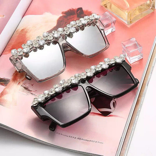 Oversized Square Diamond Sunglasses |Women Men|Luxury Brand Fashion |Rhinestone Sunglasses| One Piece Punk Shades Glasses