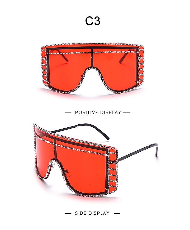 Oversized Crystal Sunglasses |Women Men|Square Sunglasses |Bling Diamond Sunglasses Luxury Fashion Shade Uv400