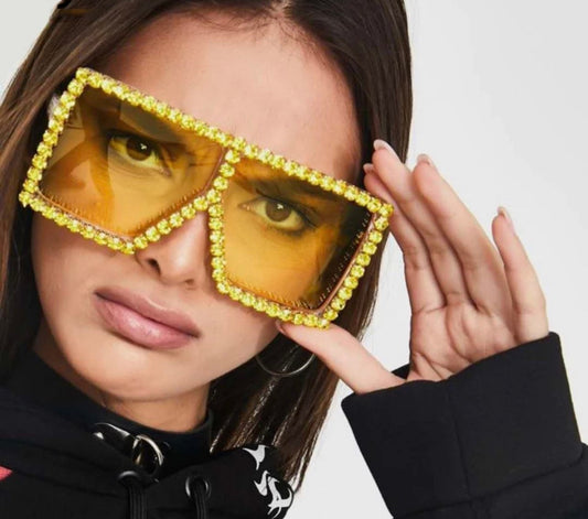 Oversized Crystal Sunglasses|Women Men| Square  sunglasses |Bling Rhinestone Sun glasses|Luxury Fashion Shade UV 400