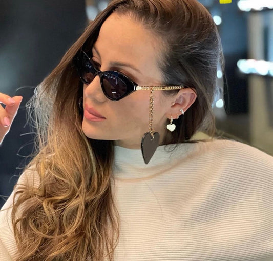 Retro Small Cat Eye Sunglasses| Women Men| Fashion Chain Decoration |Brand Designer |Trending Leopard Champagne Sun Glasses