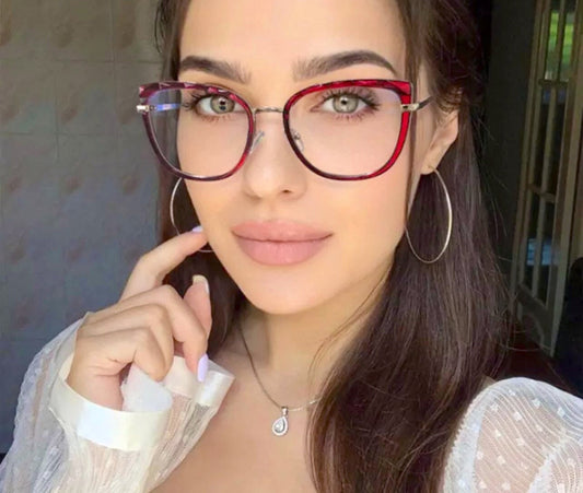 Retro Anti Blue Light Cat Eye|Women Men| Glasses Frame Fashion TR90 Metal Spring Hinge Optical Eyewear|Computer Anti-Blue light Eyeglasses