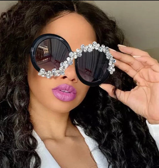 Oversized Round Sunglasses|Women Men| Diamond Rhinestone Sunglasses|Luxury Brand Designer Glasses |Eyeglasses Eyewear Vintage